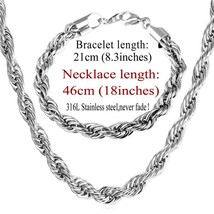 U7 Stainless Steel 9MM Twisted Rope Chain Necklace Set Wholesale Chain Necklace  - $44.76