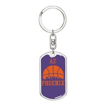 Phoenix Basketball City Purple Swivel Keychain Dog Tag Engraved 18k Gold - £55.52 GBP