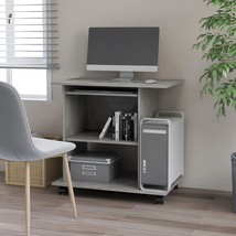 Computer Desk Concrete Grey Engineered Wood Compact - $132.49
