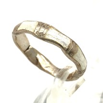 Vintage Signed Sterling Siam White Colored Enamel Guilloche Ring Band size 8 1/2 - $44.55