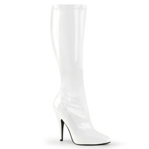 PLEASER Sexy Hot Boot White Patent 5&quot; Stiletto Heel Knee High Boots SED2000/W - £59.11 GBP