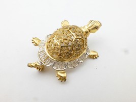 TURTLE Pin Brooch in Sterling Silver Gold Vermeil Filigree Open work - F... - £43.86 GBP