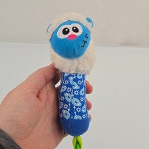 Vintage Infantino Stuffed Plush Baby Stick Rattle Toy Blue Lamb Sheep Ch... - $464.39 MXN