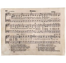 1865 Hosanna Victorian Sheet Music Small Page Rare Happy Voices PCBG15B - £19.63 GBP