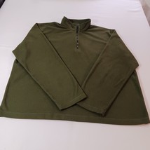 Lands End Men&#39;s ThermaCheck 1/4 Zip Pullover Fleece Green Sweatshirt Siz... - $19.79