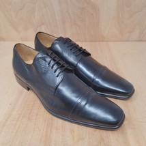 Exton Men&#39;s Oxfords Sz 10 M Euro 43 Dress Shoes Black Cap Toe Italy - $120.87