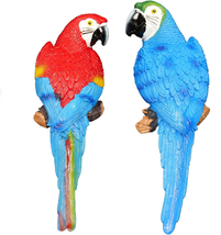 Fake Parrot Decor Artificial Parrot Decoration 2 Pieces 12.5&quot; Lifelike Large Res - £35.15 GBP