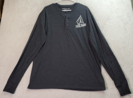 Volcom Diamond Shirt Men Size XL Gray Cotton Long Raglan Sleeve Henley Neck Logo - £15.84 GBP