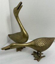 Vintage Set Of 2 Leonard Brass Geese Mid-Century Modern Decor 9 Inches B... - $27.57