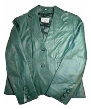 Pamela McCoy Moto Jacket Vintage 90’s Women Green Soft Leather M Button Blazer - £19.83 GBP