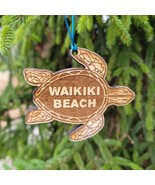 Waikiki Beach Ornament Christmas Sea Turtle Wood Laser Cut 3.75&quot; Oahu Ha... - £15.50 GBP