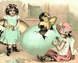 Vtg Postcard 1907 Easter Greetings Giant Eggs Huge Chicks and Children E... - $9.76