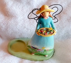 Russ Berrie Country Gatherings Angel Figurine Candle Holder w Flowers No. 28488 - £9.06 GBP
