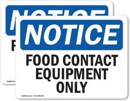 (2 Pack) Food Contact Equipment Only Osha Notice Sign 7 Inch X, Made In ... - £24.96 GBP