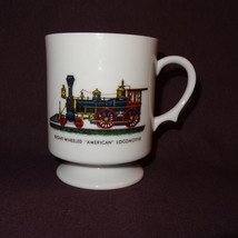 Eight-Wheeled &quot;American&quot; Locomotive Coffee Mug 9 oz Cup White Red Blue - £15.71 GBP