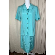 Vintage 1980s Nancy II Bright Teal Retro Hostess Secretary 2 Piece Set 8 M - £25.09 GBP