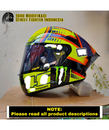 Custom Repaint Motorcycle Helmet - VR46 Soleluna Inspired Airbrush Full ... - $470.00+
