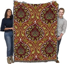 William Morris Rosebud Ruby Blanket - Arts &amp; Crafts - Gift Tapestry Throw, 72x54 - £72.10 GBP