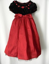 Jona Michelle Dress Girls  Size 5  Black Red Wine Rosettes Empire Waist NEW - $43.53