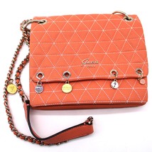  Guess Fleur Crossbody Flap Bag Handbag Coral Pink Charms Faux Leather Quilted - £38.01 GBP