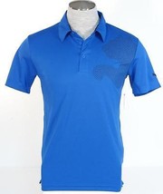 Puma Cell Poly Graphic Moisture Wicking Short Sleeve Blue Polo Shirt Men's NWT - $49.99
