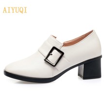 AIYUQI 2021 New Genuine Leather Women Fashion Shoes Mid Heel Large size  42 43 o - £64.73 GBP