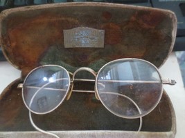 Shuron Eyeglasses W/Case 1/10 12K GF Vintage Gold Round Glasses Wire Rim - £25.59 GBP