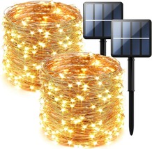 2 Pack 200 LED Solar Fairy Lights Outdoor Upgraded Oversize Lamp Beads Super Bri - £19.93 GBP