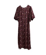 Old Navy Dress Womens 4X Burgundy Floral Smocked Maxi Open Back Puff Sleeve - $639.23 MXN