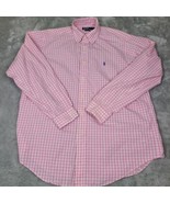 Ralph Lauren Shirt Mens Size 16 Pink Check Button Up Yarmouth Shirt - $24.14