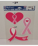 WinCraft breast cancer awareness Multi-Use 3 Decal Set 5.5&quot; x 7.5&quot; Pink ... - $9.85