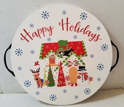 Wooden Double Sided Round Serving Tray Christmas Home Sweet Home 15.5&#39;&#39; ... - £29.26 GBP