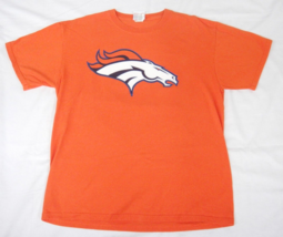 Denver Broncos Peyton Manning 18 T-Shirt Size Large Classic Orange Screened Logo - $9.40