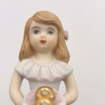 1982 Growing Up Birthday Girls Enesco Age 8 Porcelain Brunette Girl Figurine  - $12.19