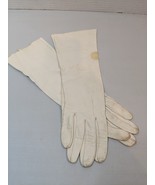 Vintage Real Kid Leather Long Gloves For Women - Cream - £11.07 GBP