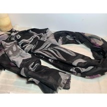 Womens Black and Gray Purple Scarf 35&quot; x 80&quot; - $9.00
