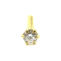 Small Single Stone CZ Studded Body Piercing Nose Stud Pin Real 14k Yellow Gold - £7.69 GBP