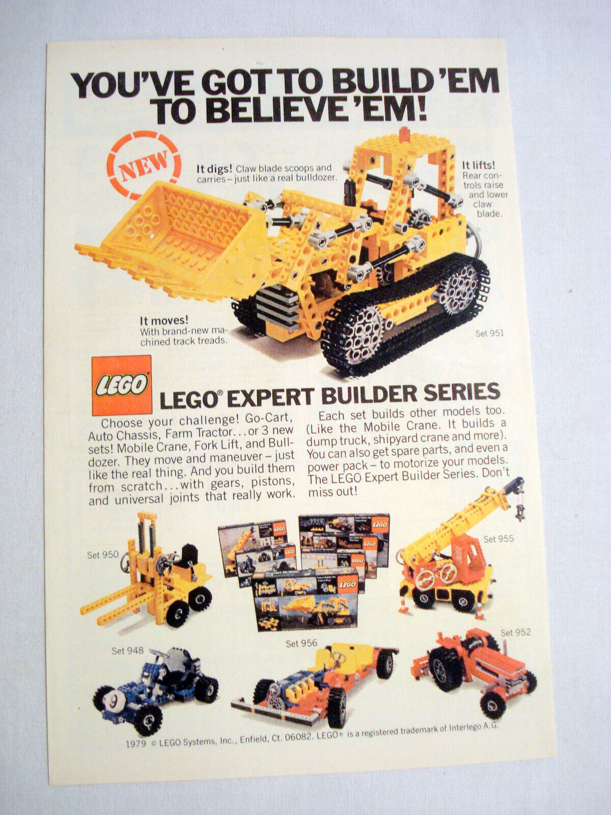 Primary image for 1979 Color Ad Lego Expert Builder Series Farm Tractor