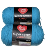 2 Pack Red Heart Super Saver Jumbo 14oz Turqua Medium Acrylic - $46.60 CAD