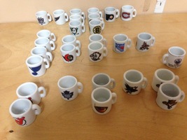 Lot of 29 Mini NHL hockey mugs 1&quot; and 2 sided ceramic - $22.11