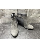 Bandolino Boots Women 9.5 M Lappo Shoes Gray Suede Patent Heel Ankle Bootie - $451.29 MXN