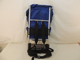 Custom Aluminum Frame Hiking, Camping, Outdoors, Backpack Blue Multi Pocket - £64.59 GBP