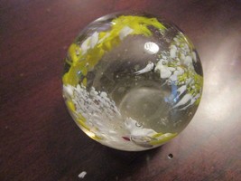Paperweight Clear And Yellow Round 2&quot; - £27.63 GBP