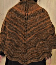 Brown Cape Hand Knitted in Italian Mohair Yarn 60&quot; x 28&quot; Shoulder Wrap O... - $100.00