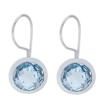 fair Blue Topaz 925 Sterling Silver Blue Earring Natural Designer US gift - £14.00 GBP