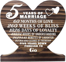 5Th Anniversary Wood Plaque, Gift Wood Plaque Heart, Heart Wood Sign, Unisex Gif - £20.38 GBP