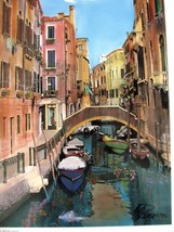 Martin Roberts &quot;Canal With Shop&quot; Hand Signed Litho Photo Venice Italy Boat Art - £23.32 GBP