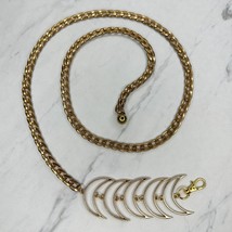 Gold Tone Crescent Moon Metal Chain Link Belt Size Small S Medium M - $19.79