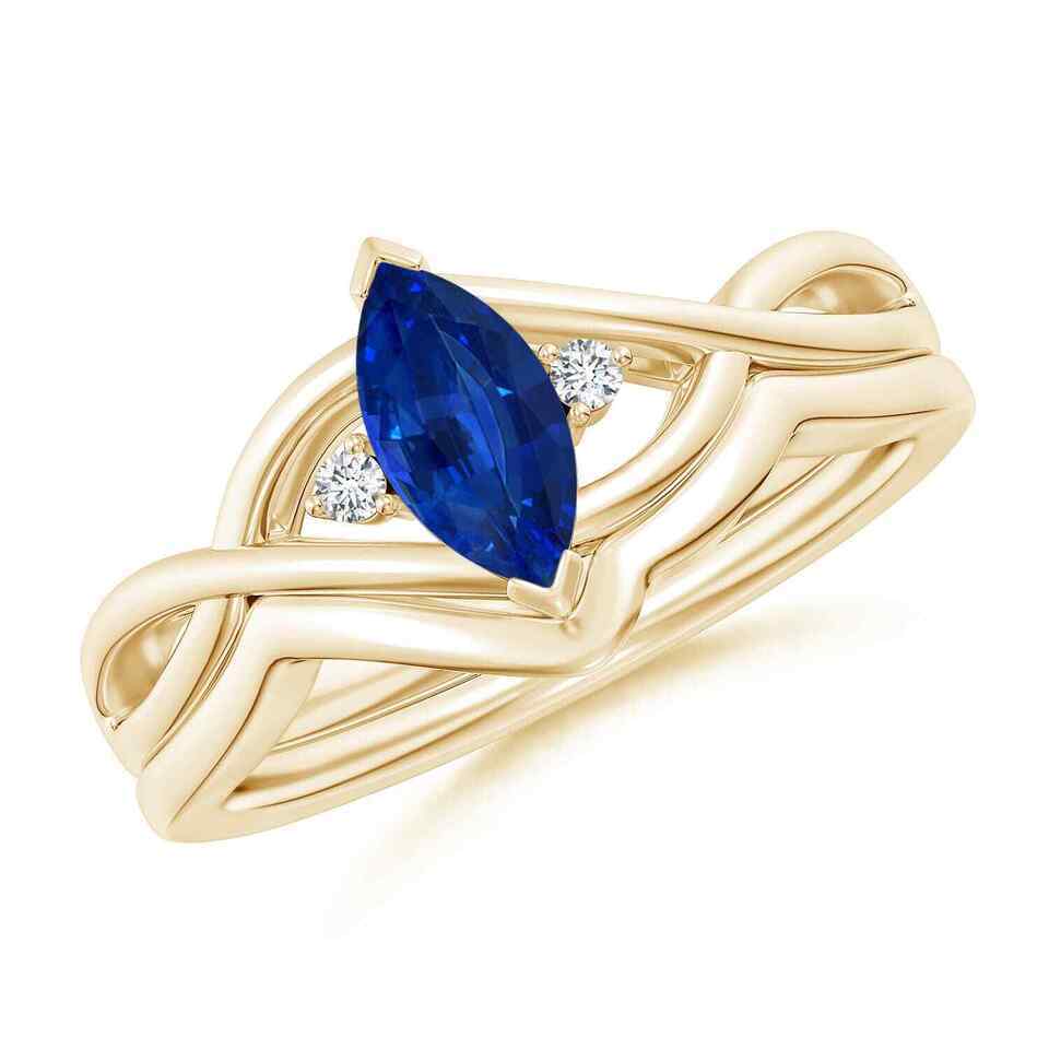 Primary image for ANGARA Marquise Sapphire and Round Diamond Infinity Bridal Set in 14K Solid Gold