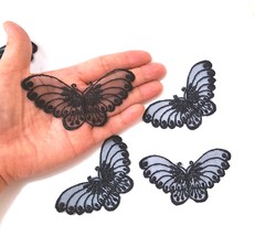 10pc-100 pcs Small Black Butterfly Lace Patch Craft Appliques Motif A15 - £7.20 GBP+